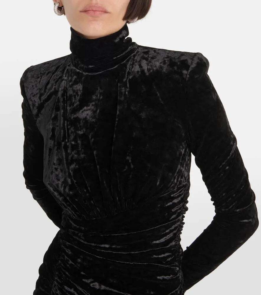 ALEXANDRE VAUTHIER velvet mini dress with draping, black