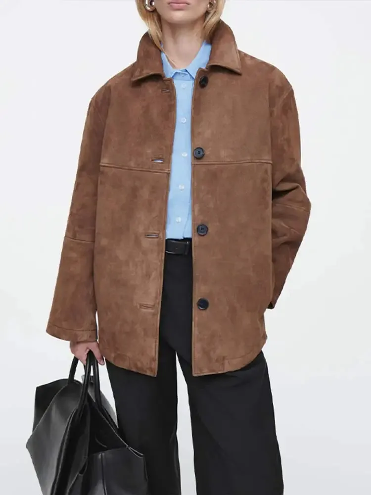 Back To School Joskaa Retro Single Breasted Quilted Lapel Women's Coat Fashion Solid Color Casual Long Sleeved Jacket Autumn New Lady Street Outerwear