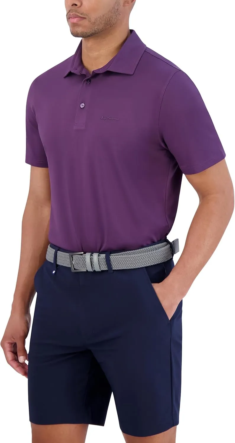 Ben Sherman Men's Pique Golf Sport Athletic Fit, UPF , Moisture-Wicking, Odor Resistant, Casual Shirt