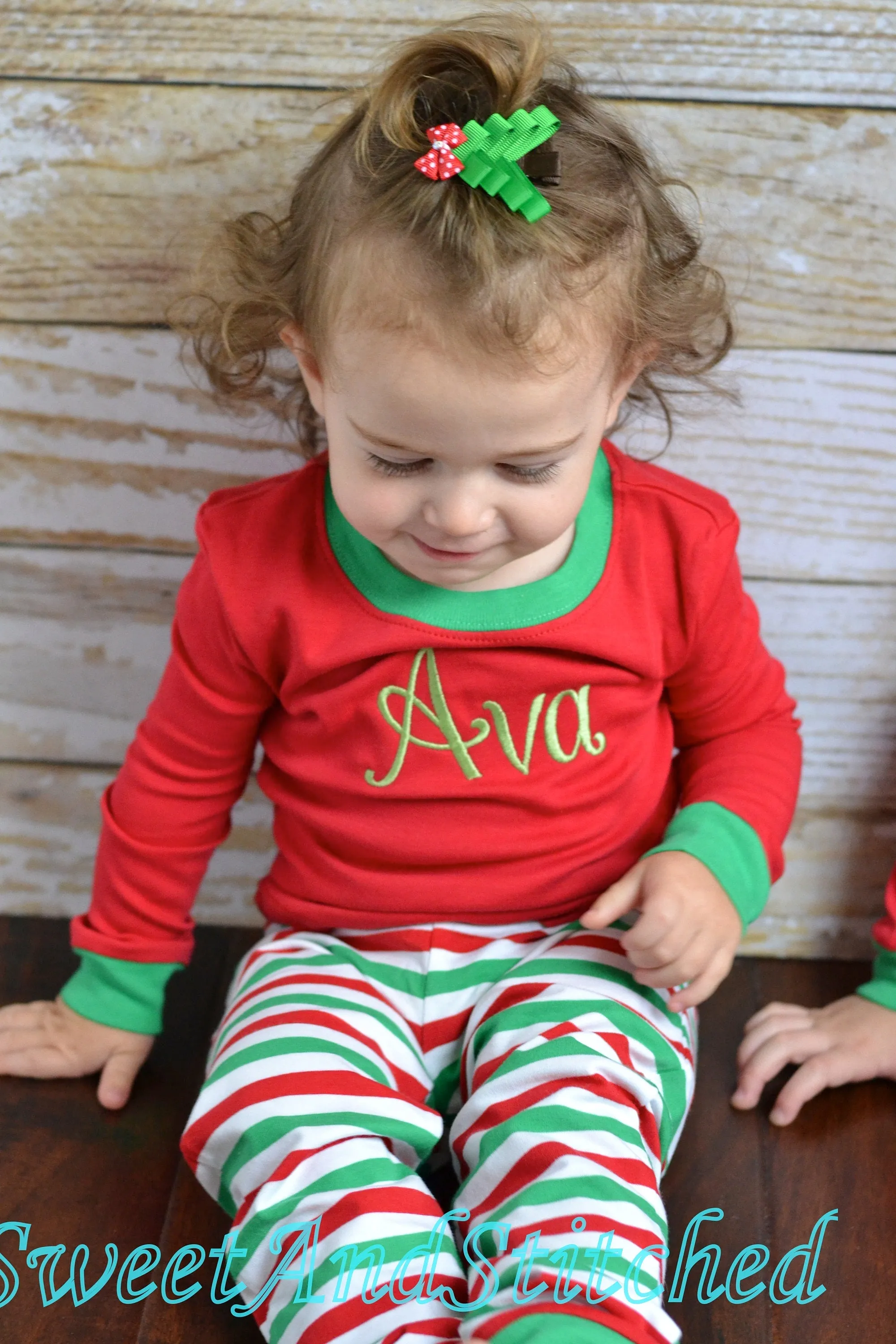 BLANK Kids Christmas Pajamas (Pjs, Jammies) in red and green stripe