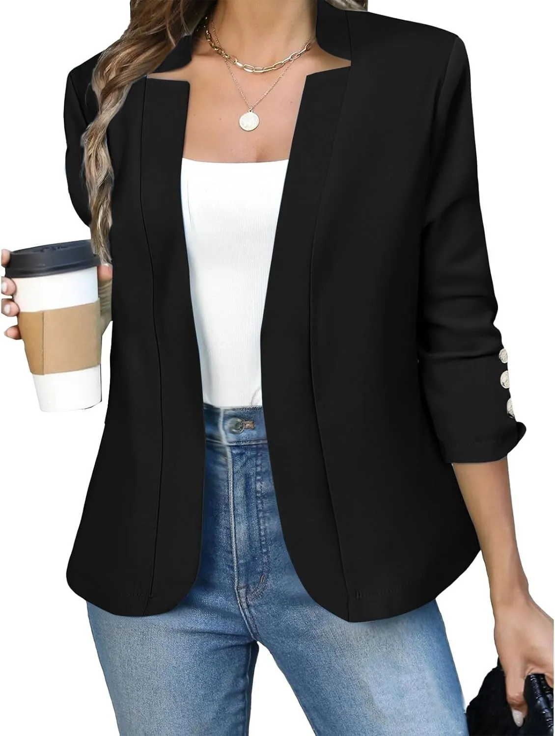 Blazers for Women 2025 Work Business Casual Outfits Long Sleeve Open Front Cardigan Work Suit Fall Fashion Blazers