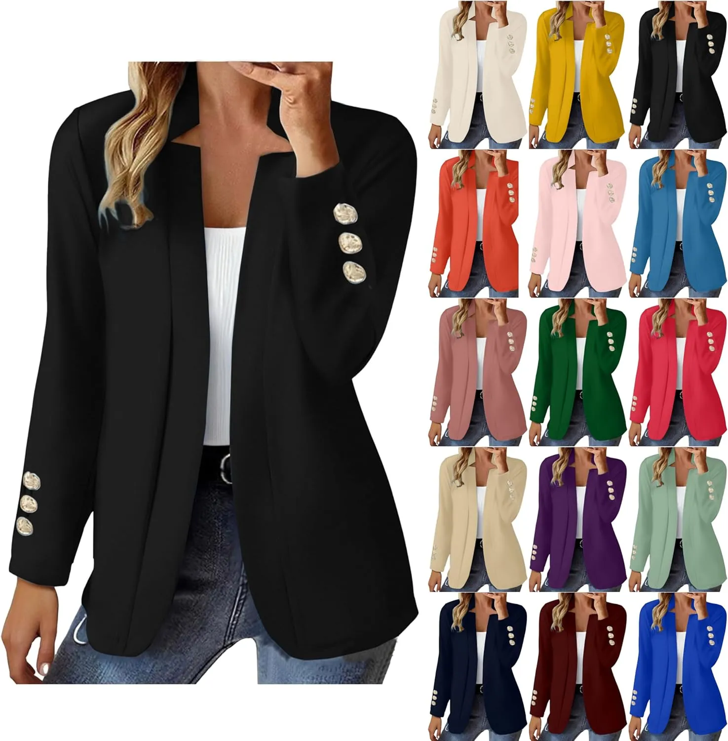 Blazers for Women 2025 Work Business Casual Outfits Long Sleeve Open Front Cardigan Work Suit Fall Fashion Blazers