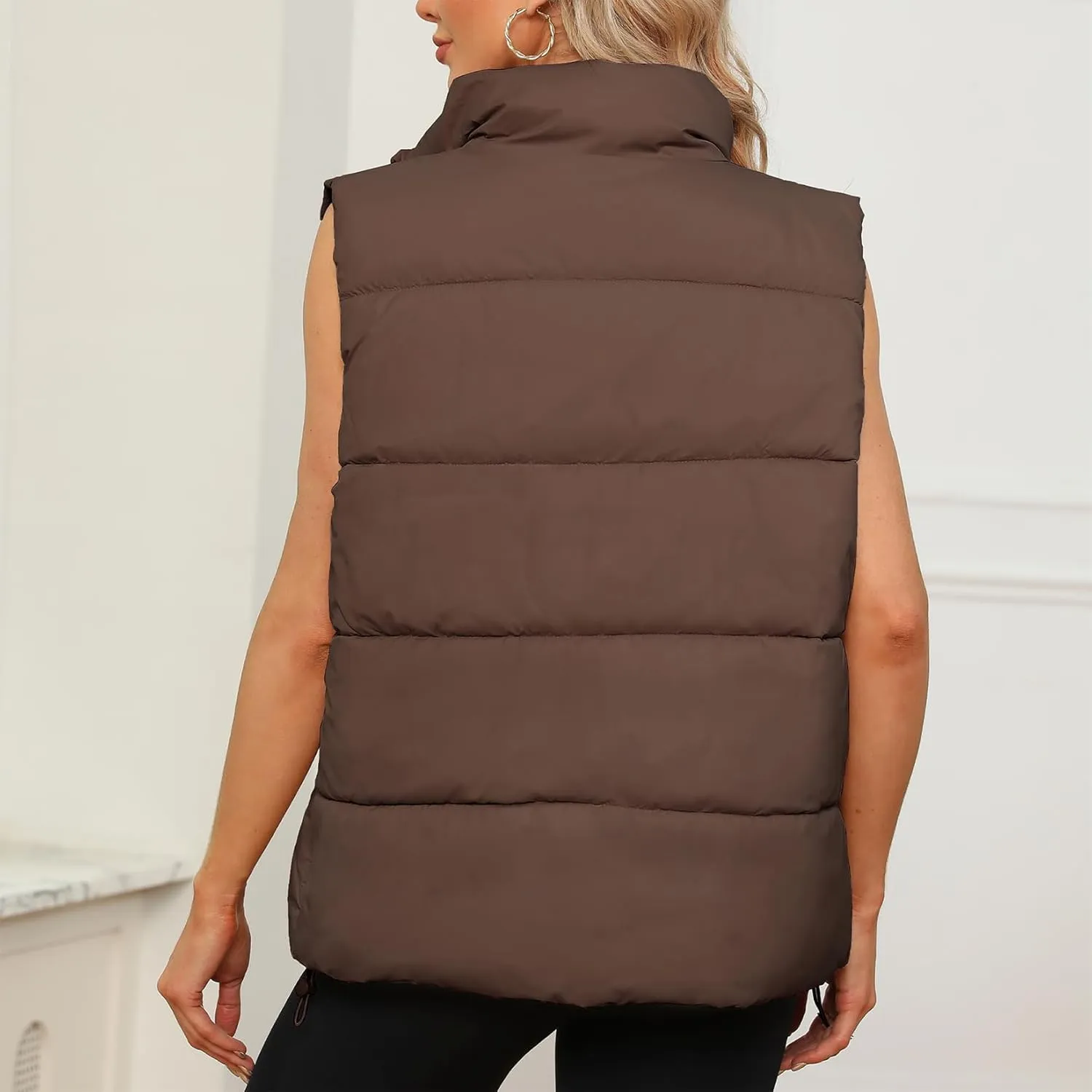 Century Star Puffer Vest for Women's Outerwear Vests Puffy Oversized 2024 Quilted Vest Tops Jackets Coat with Pockets