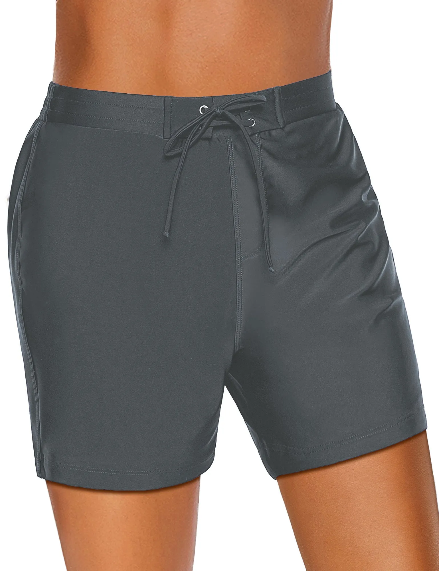 Dark Grey Lace-Up Board Shorts