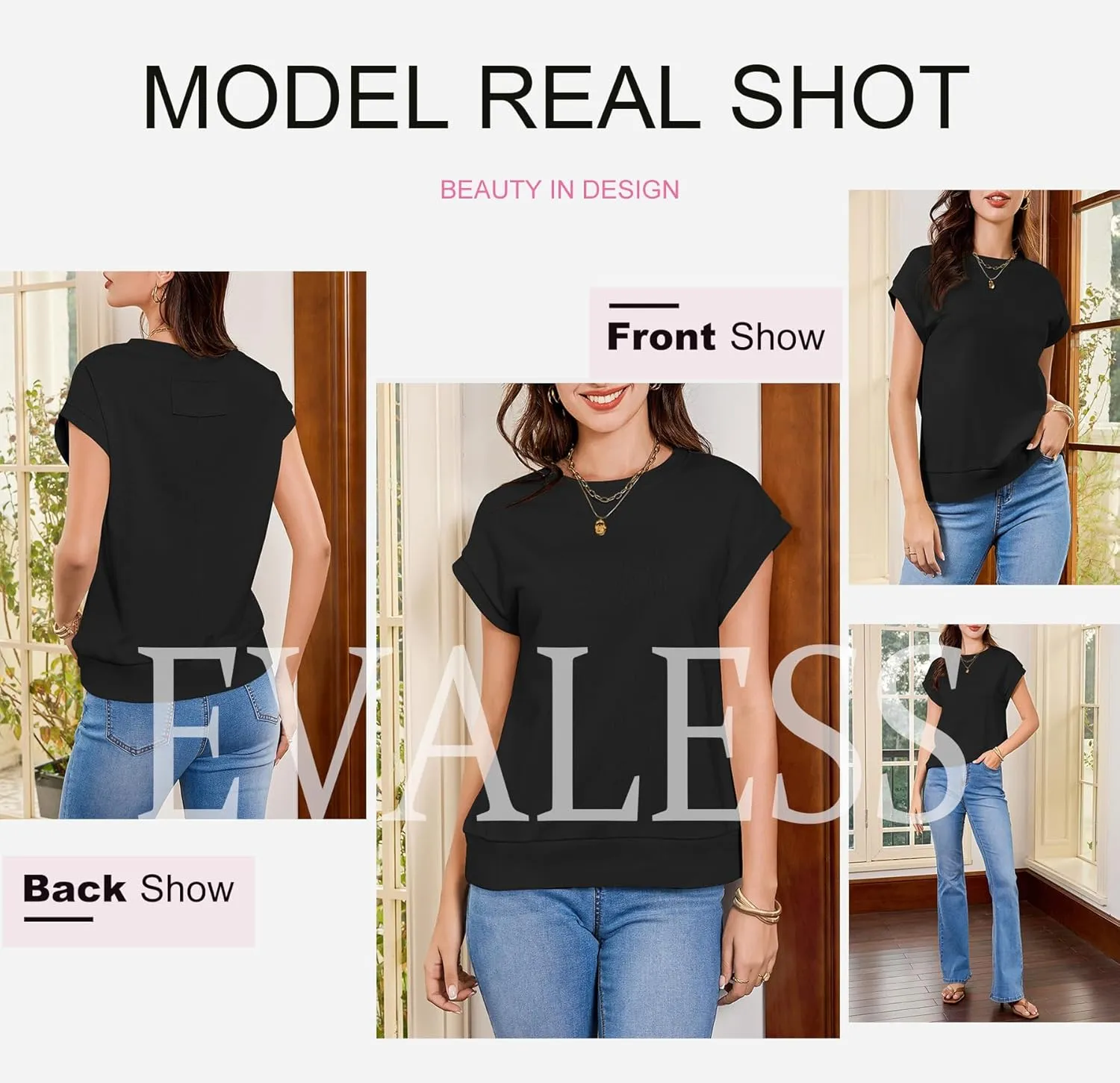 EVALESS Cap Sleeve Tops for Women Summer Tank Tops Basic Tee Shirts Casual 2024 Fashion Clothes Outfits
