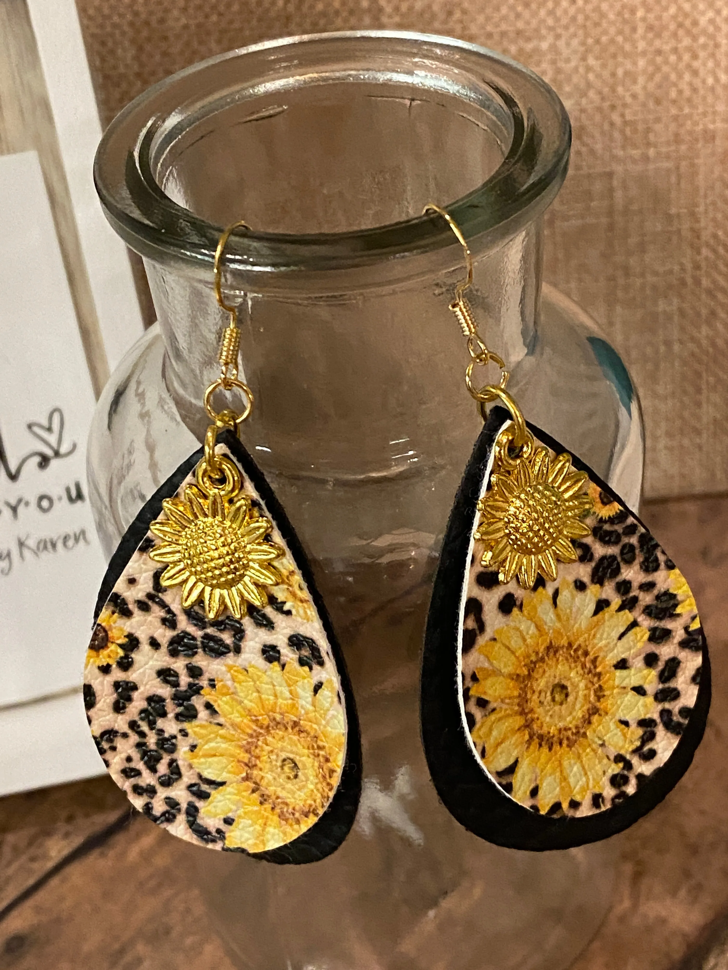 FAUX Leather Sunflower Earrings (EA0013)
