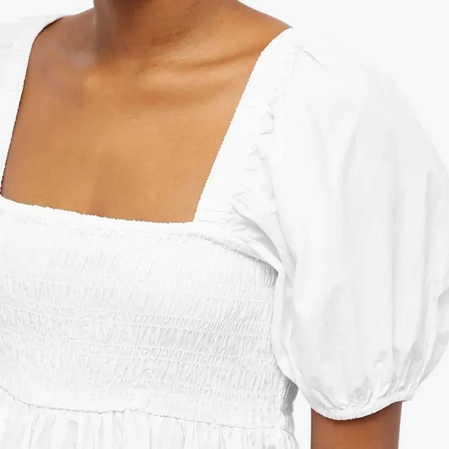 GANNI Smock Maxi dress, bright white