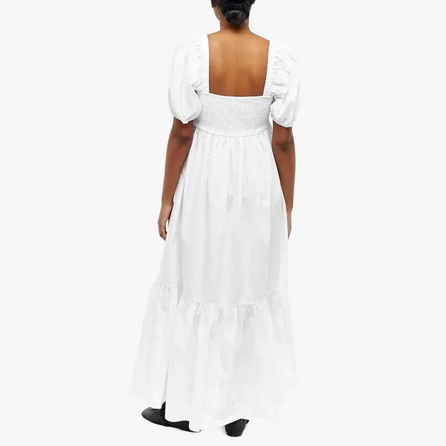 GANNI Smock Maxi dress, bright white