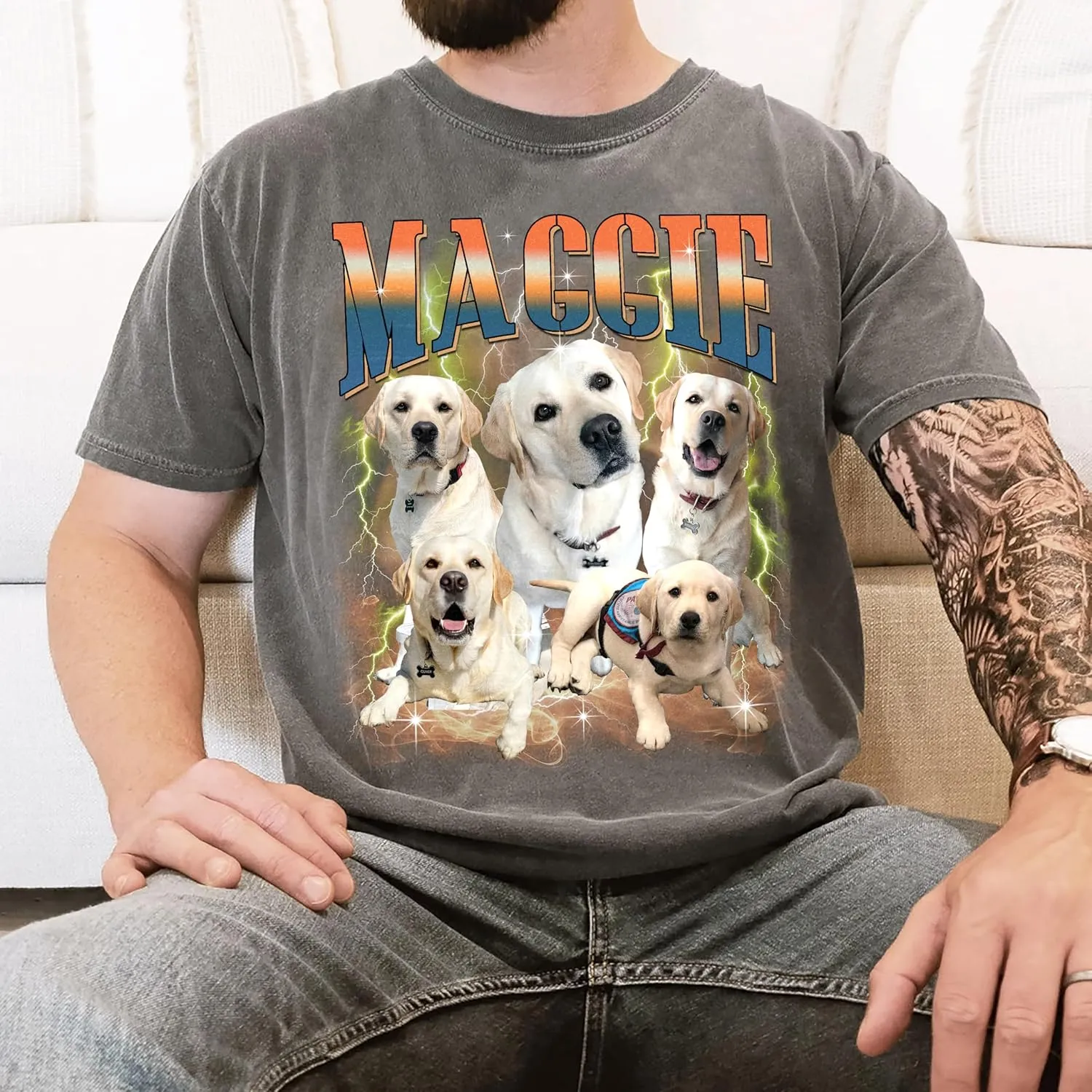 H-DEWALL Custom Shirts Custom Bootleg Rap Shirt for Him Custom Face Shirt with Photo Pet Custom Tees Gift for Dog Cat Lover