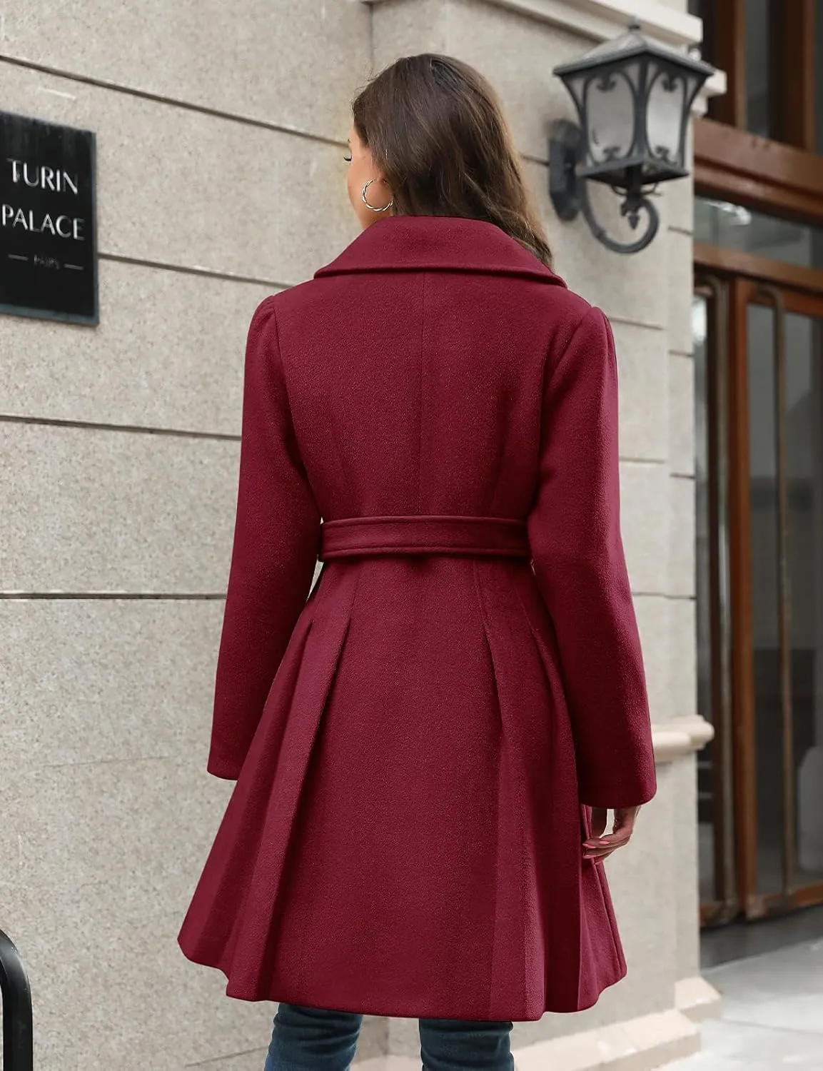 HEEKPEK Women??s Wool Blend Trench Coat Slim Double Breasted Notch Lapel Pea Coat Thick A Line Jacket with Pockets(S-XXL)