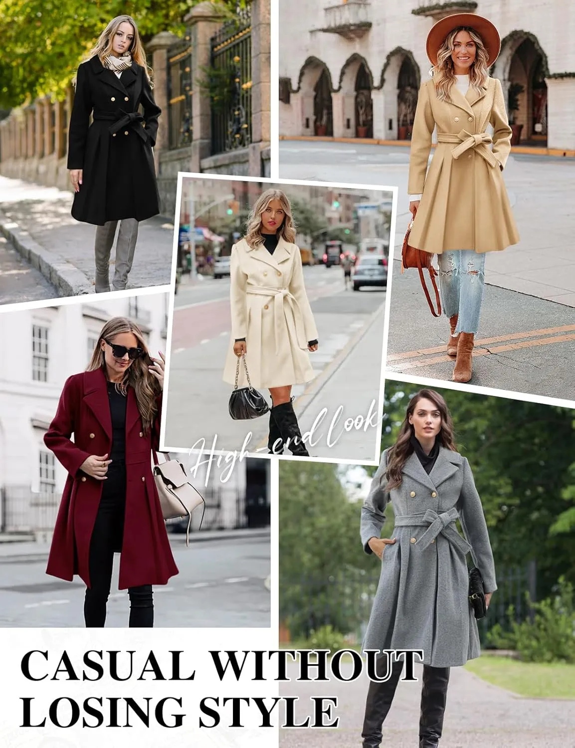 HEEKPEK Women??s Wool Blend Trench Coat Slim Double Breasted Notch Lapel Pea Coat Thick A Line Jacket with Pockets(S-XXL)