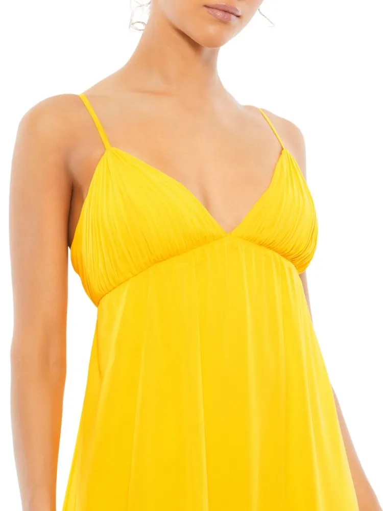 Ieena Mac Duggal Ruffle A-Line Mini Dress in Marigold