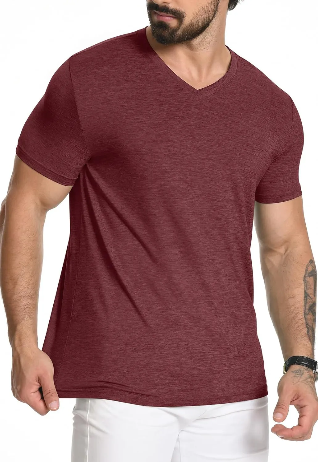 KESIHAN Men's T Shirts V Neck 2 Pack Tees Breathable Everyday Essential Casual Tops
