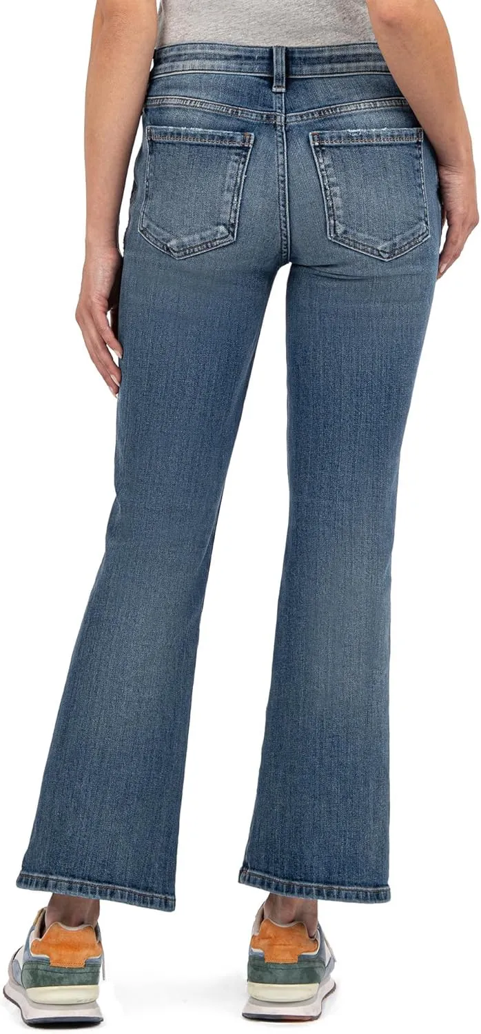 KUT from the Kloth Women's Kelsey Mid Rise Ankle Flare Regular Hem Slash Pocket