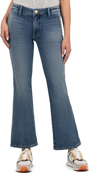 KUT from the Kloth Women's Kelsey Mid Rise Ankle Flare Regular Hem Slash Pocket