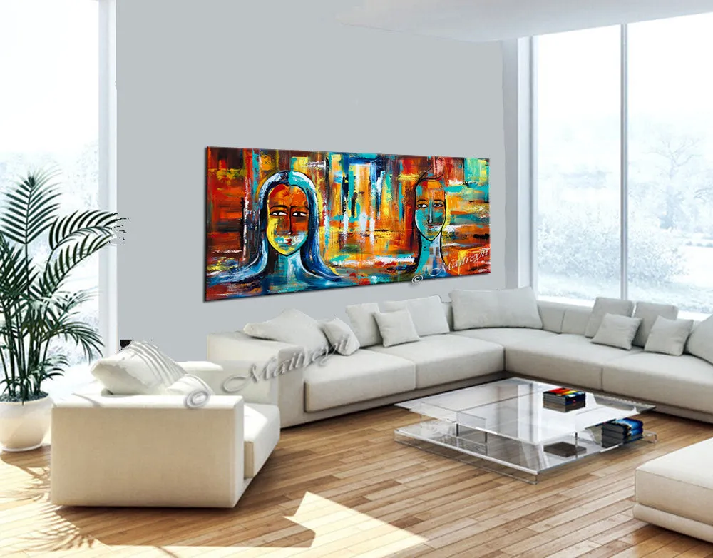 Large Modern Art Oil Painting on Canvas - Modern Wall Art Figurative Divine Love