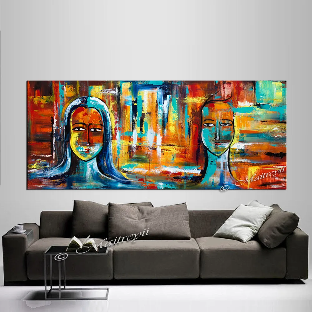 Large Modern Art Oil Painting on Canvas - Modern Wall Art Figurative Divine Love