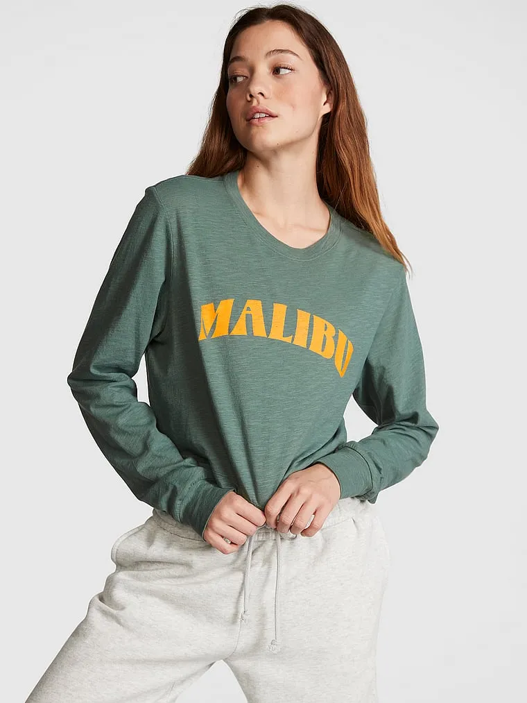 Long sleeve Victoria's Secret Pink Premium Cotton Cropped Malibu, green