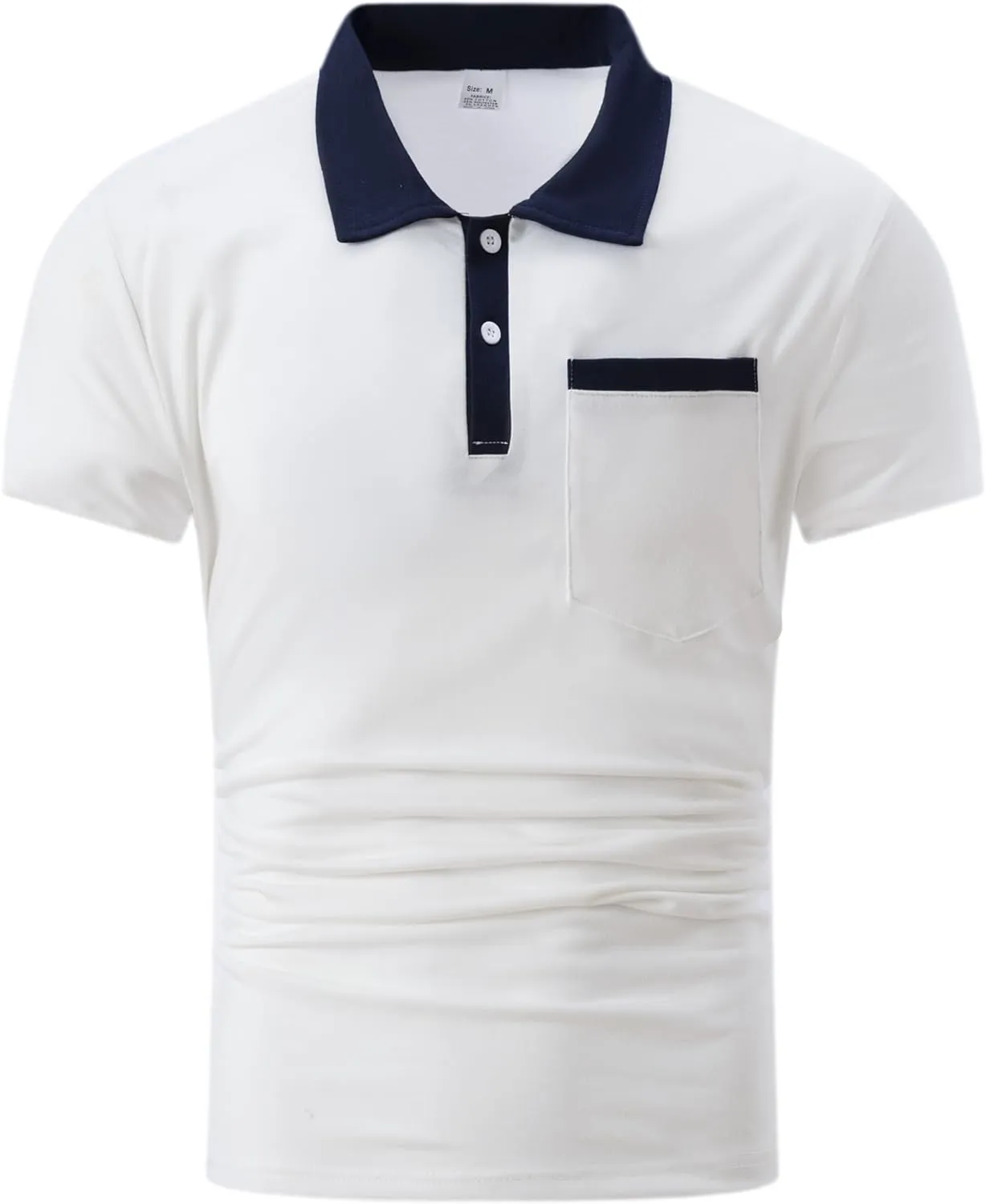 Mens Casual Polo Shirts Classic Short Sleeve Golf Shirt Fashion Button Cotton Top with Pocket
