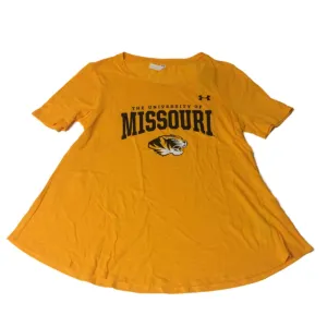 Missouri Tigers Under Armour WOMENS Yellow Oversized Short Sleeve T-Shirt (S)