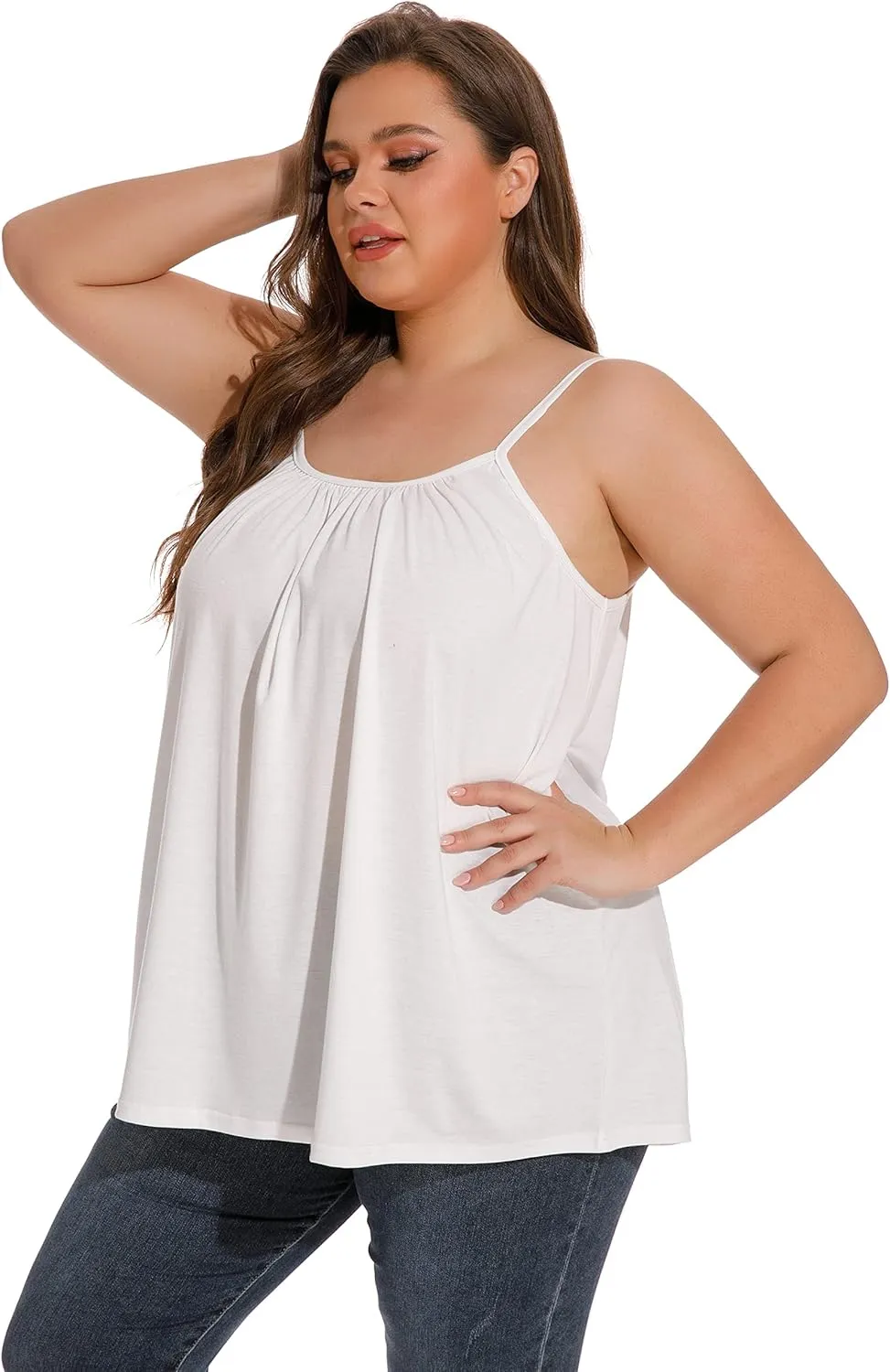 Plus Size Tank Tops for Women Boho Floral Loose Cami Spaghetti Strap Tunic Blouses