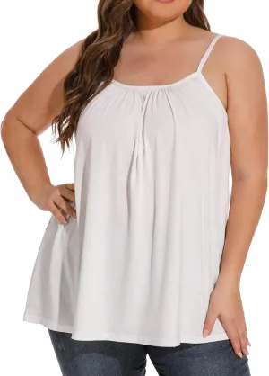 Plus Size Tank Tops for Women Boho Floral Loose Cami Spaghetti Strap Tunic Blouses
