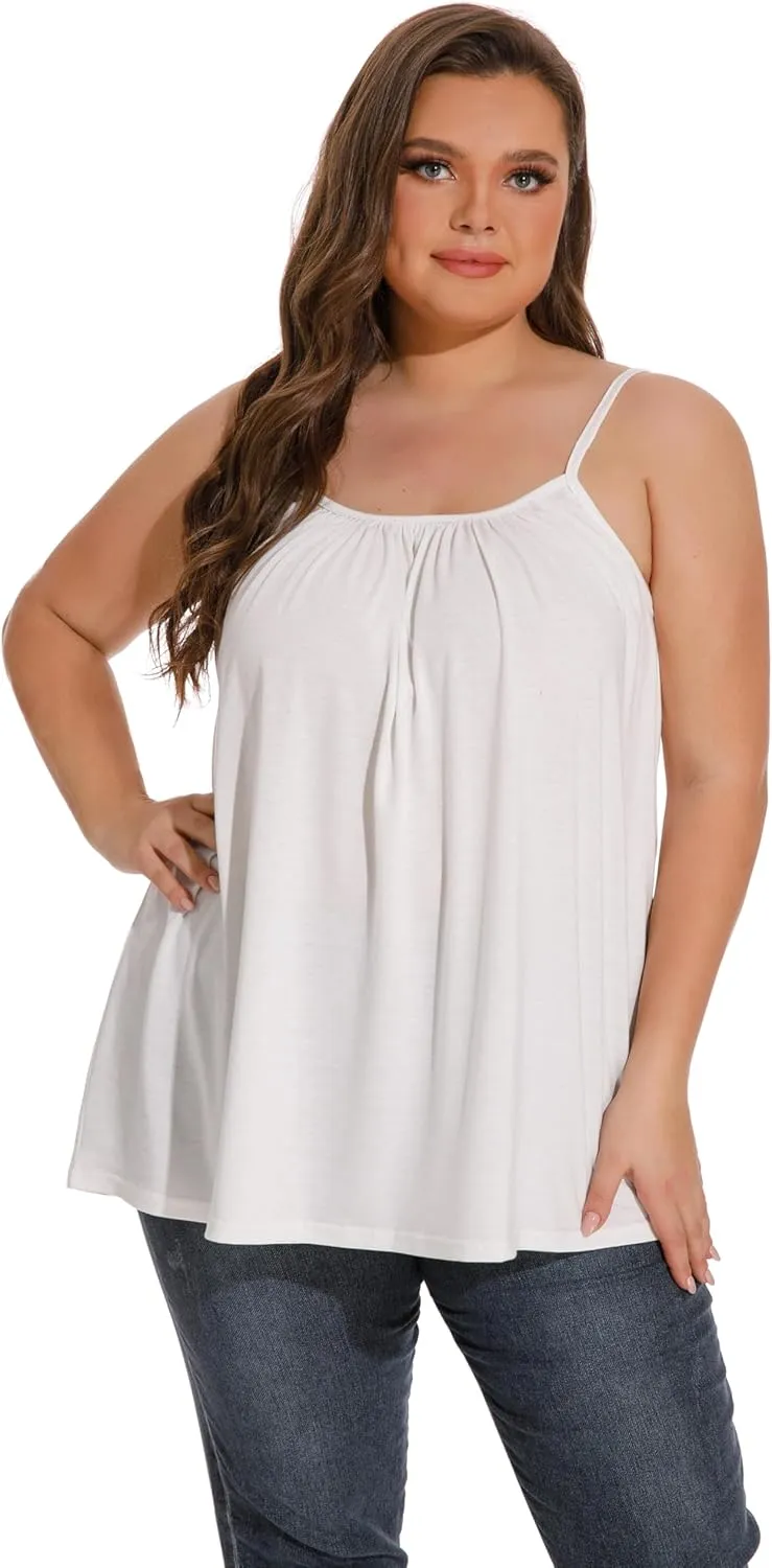 Plus Size Tank Tops for Women Boho Floral Loose Cami Spaghetti Strap Tunic Blouses