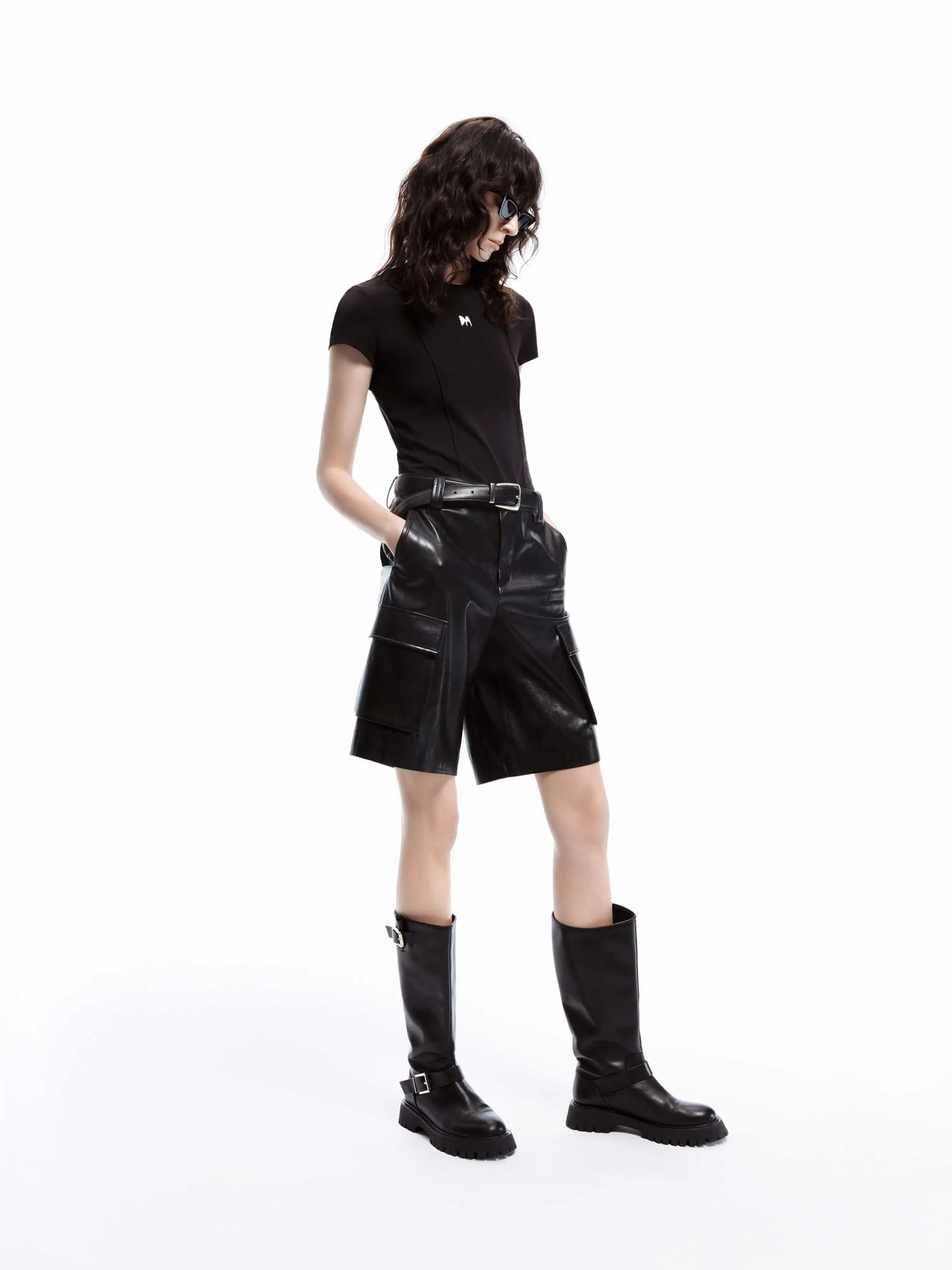 PU Leather Cargo Shorts