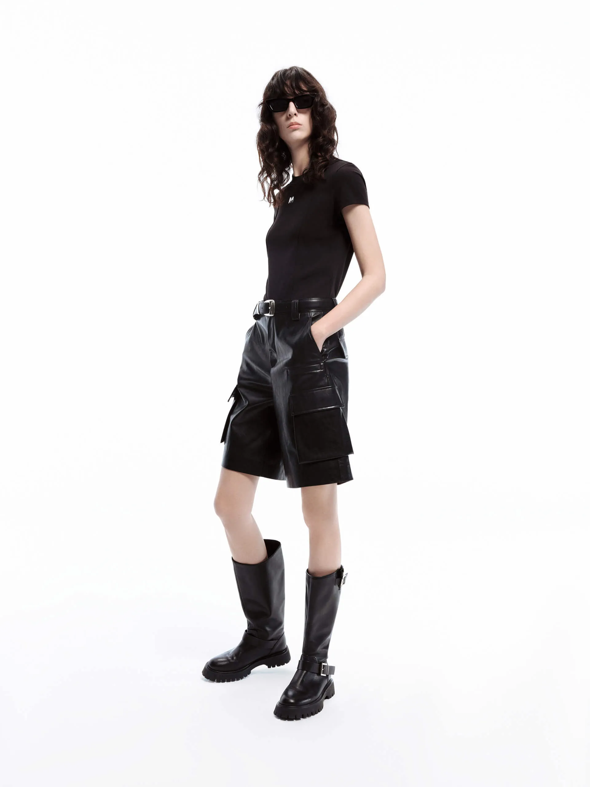 PU Leather Cargo Shorts