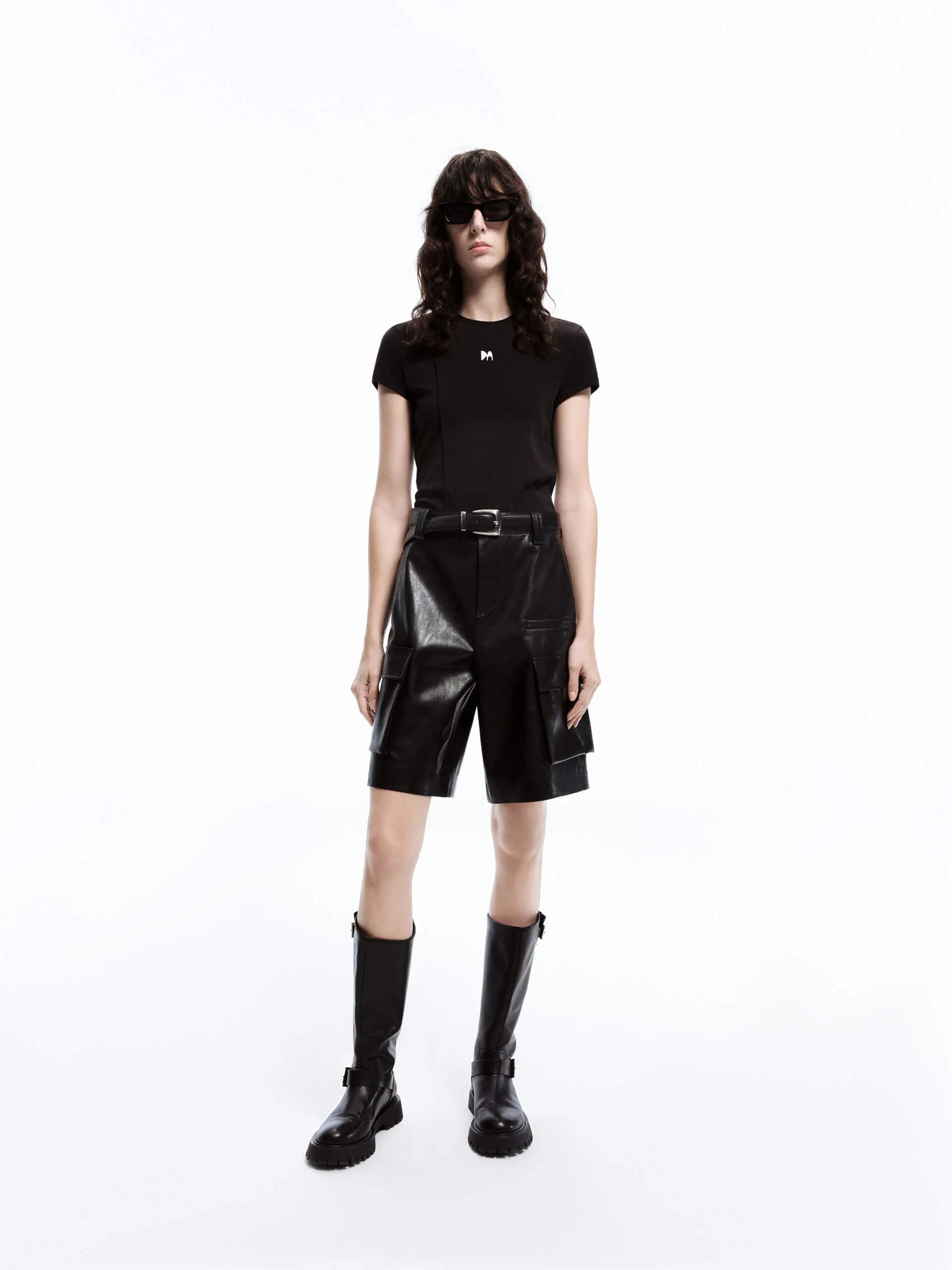 PU Leather Cargo Shorts