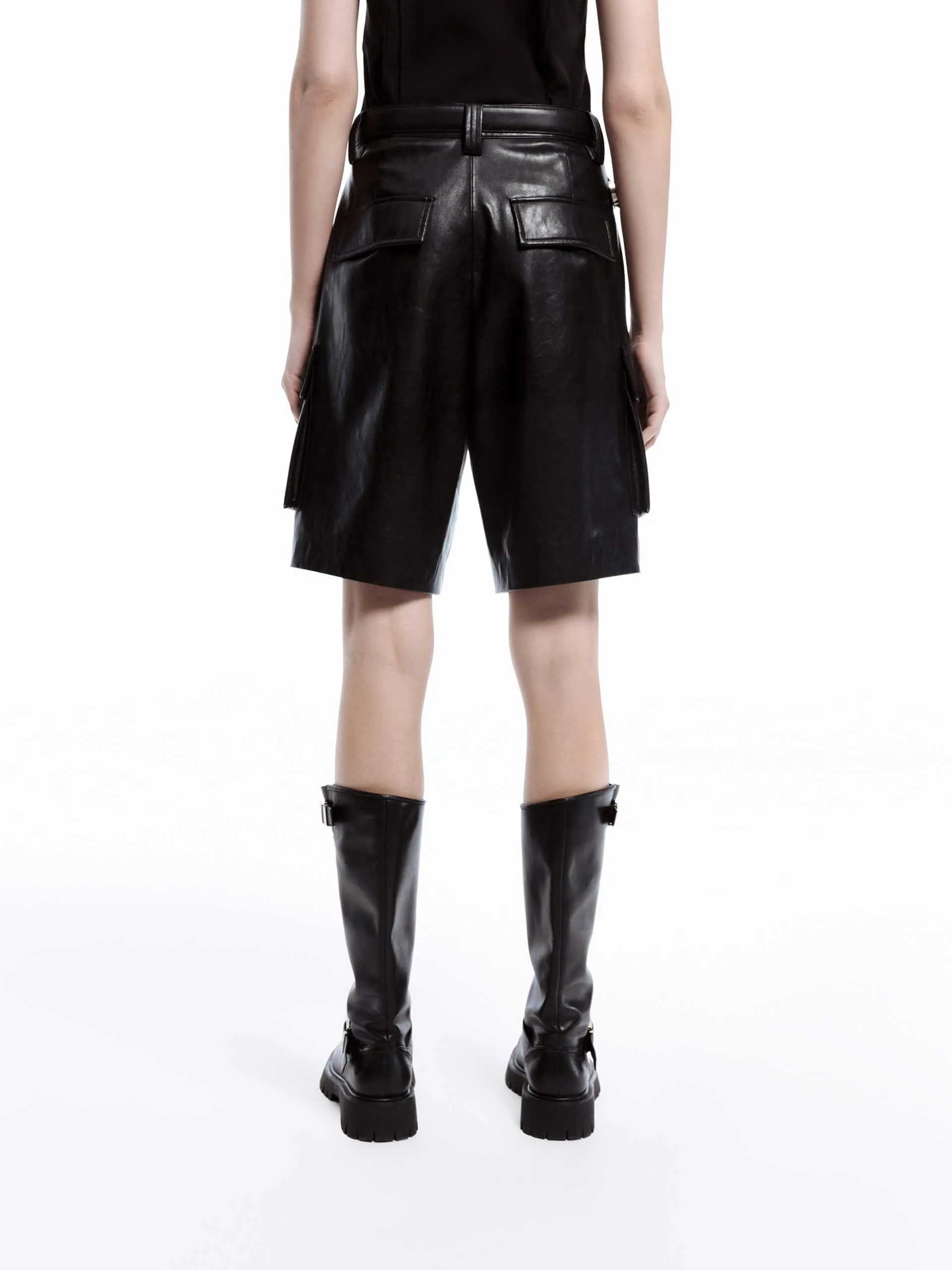 PU Leather Cargo Shorts