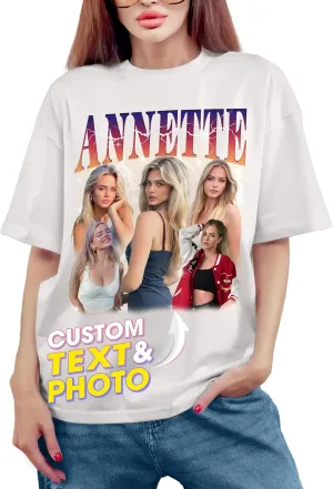 Tehg & Tuhg Custom T Shirts with Picture, Vintage Bootleg Rap Tee, Boyfriend Girlfriend, Unique Gift for Birthday Anniversary