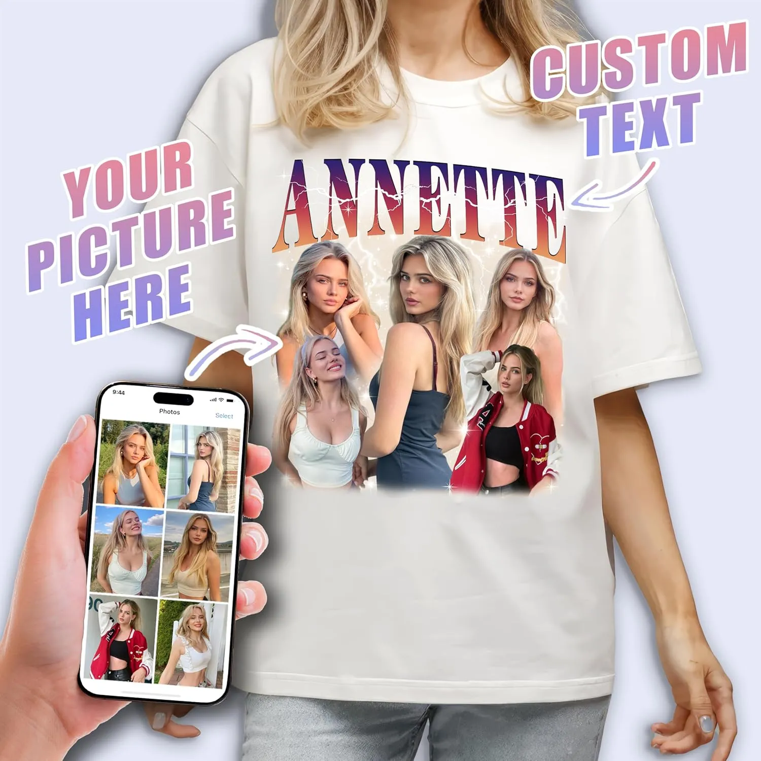 Tehg & Tuhg Custom T Shirts with Picture, Vintage Bootleg Rap Tee, Boyfriend Girlfriend, Unique Gift for Birthday Anniversary