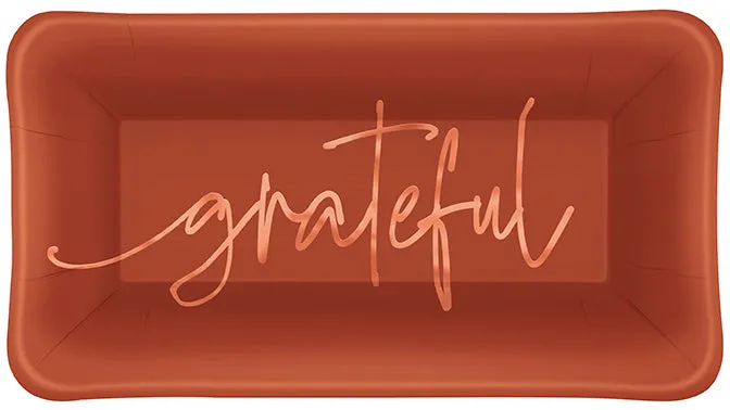 Thanksgiving Elegant Grateful Appetizer Plates 9" x 5" | 8 ct