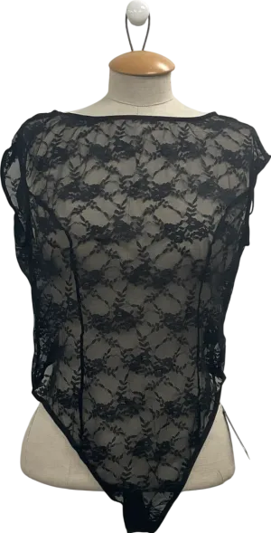 Urban Outfitters Black Out From Under Sheer Lace Bodysuit UK L