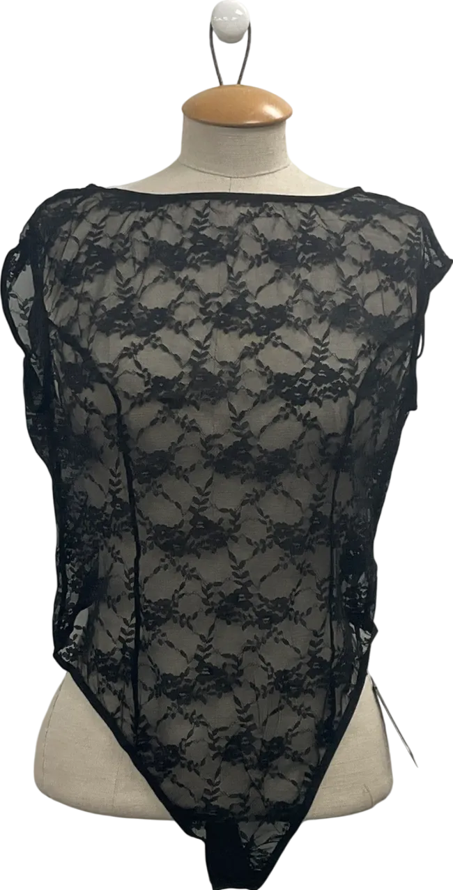 Urban Outfitters Black Out From Under Sheer Lace Bodysuit UK XL