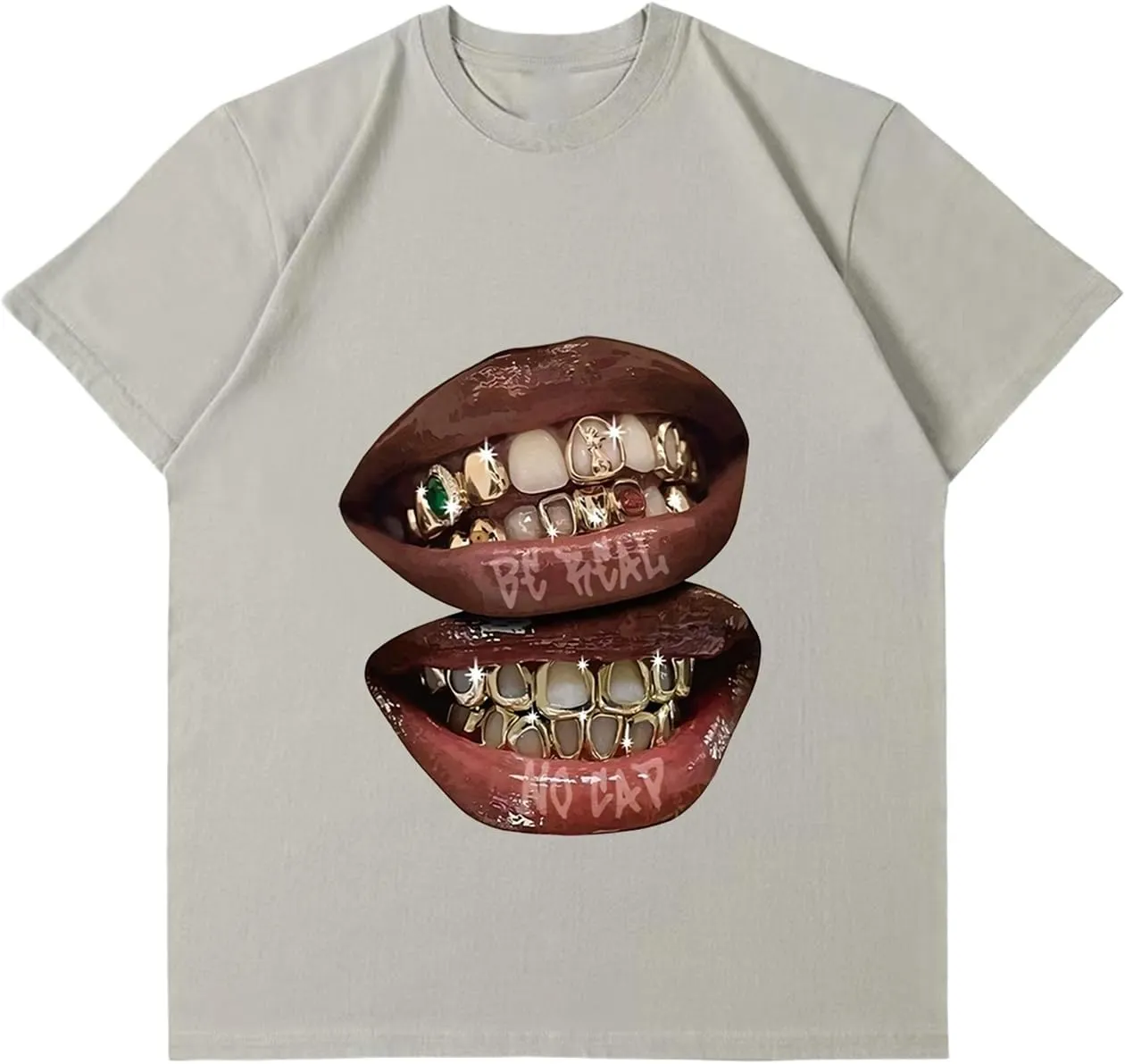 Verdusa Women's Lips Print Graphic Tees Y2k T Shirts Summer Crew Neck Vintage Going Out Tops