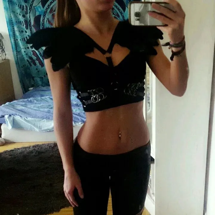 Victorian Cosplay Goth Feather Body Harness - Black (Style 4)