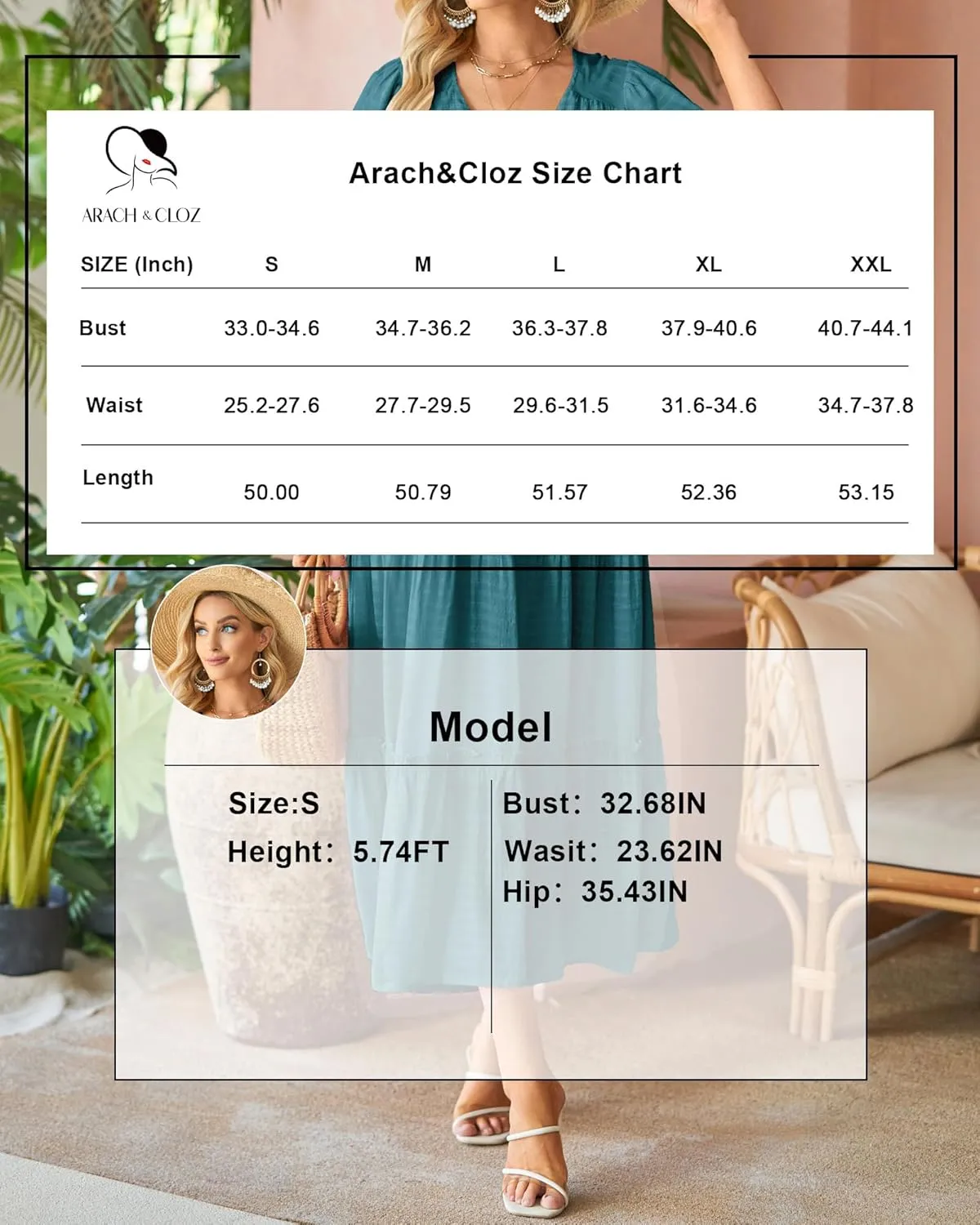 VOTEPRETTY Women's 2025 Summer Boho Maxi Dresses Flutter Short Sleeve V Neck Casual Beach Wedding Guest Vacation Long Dress