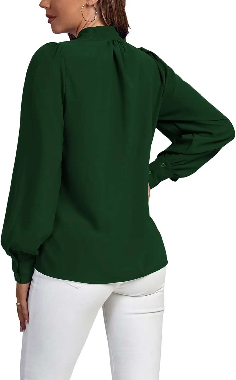Vrtige Women's Elegant Bow Tie Neck Long Sleeve Blouse Office Top Shirt