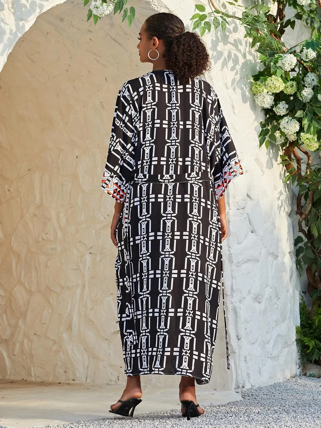 Women Casual Open Front Lightweight Cardigan Long Beach Kimono Cover Up