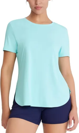 Women's Short Sleeve Workout Tops Moisture Wicking Cooling Shirts UV Protection Quick Dry Athletic Activewear