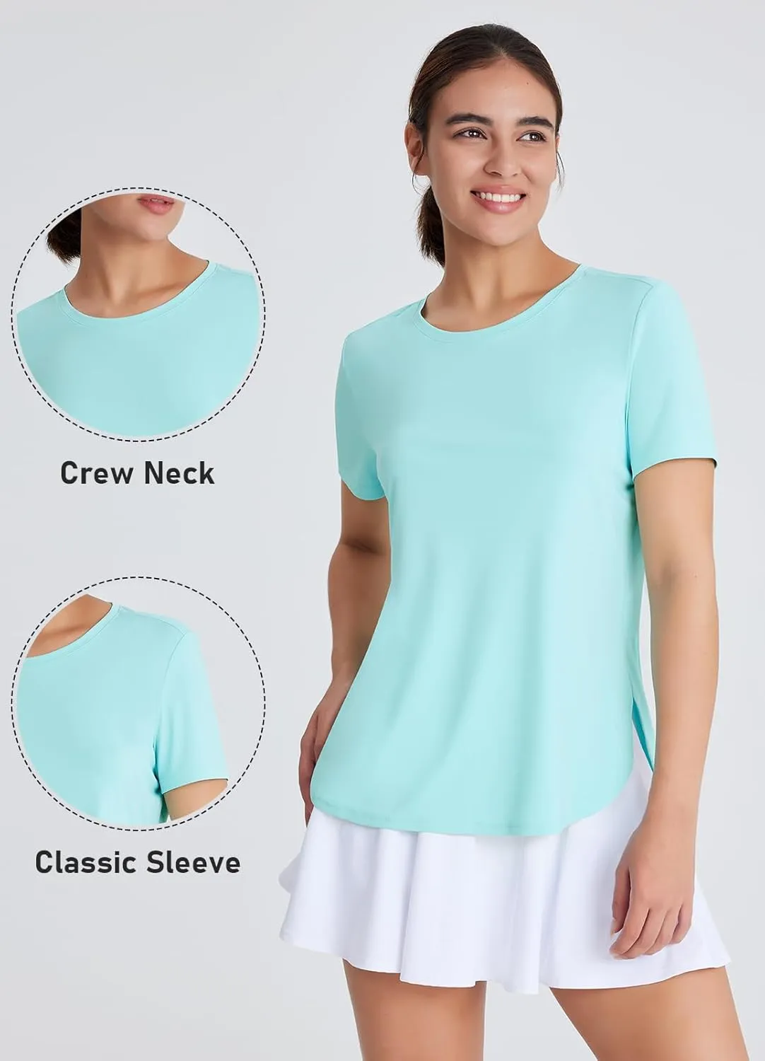 Women's Short Sleeve Workout Tops Moisture Wicking Cooling Shirts UV Protection Quick Dry Athletic Activewear